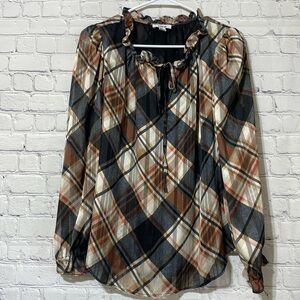 Bar III blouse brown and tan